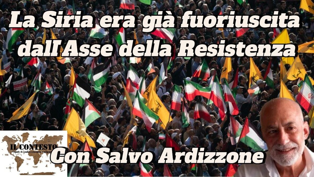 La Siria era già fuoriuscita dall’Asse della Resistenza Folla con bandiere siriane e striscioni dell'Asse della Resistenza; discussione sull'uscita della Siria dall'Asse con Salvo Ardizzone.