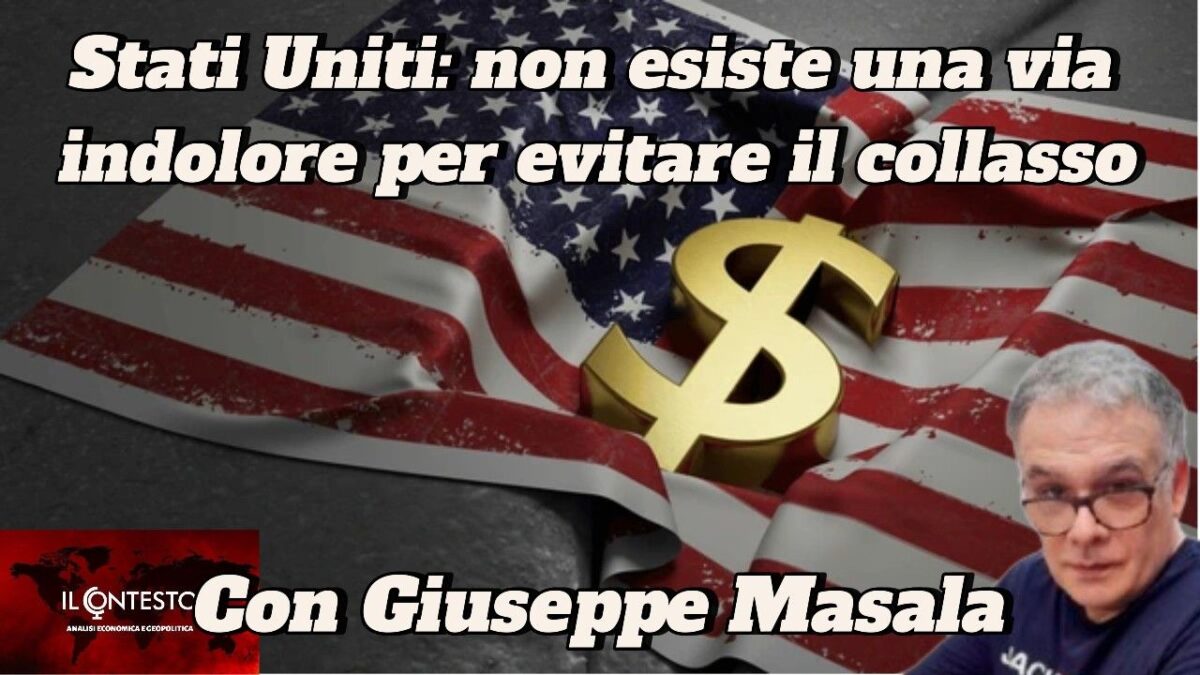 Un segno di dollaro su una bandiera statunitense stropicciata evidenzia che negli Stati Uniti non esiste una via indolore per evitare il collasso.