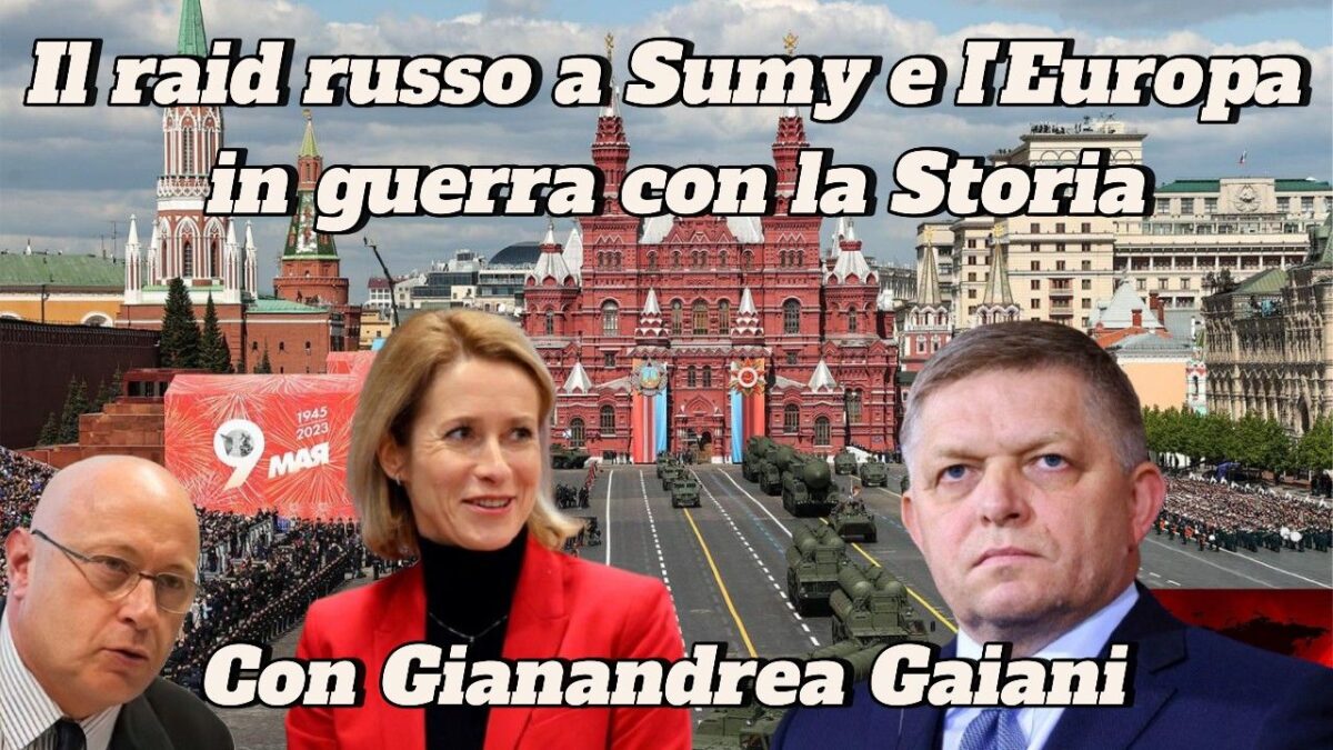 Tre ufficiali si trovano davanti a una parata militare nella Piazza Rossa, con riferimento a Sumy e Europa in guerra.