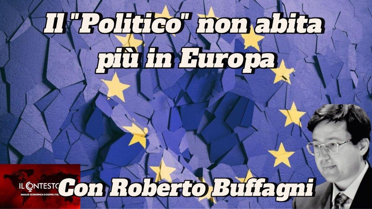 Il testo di una bandiera Europa incrinata recita: 