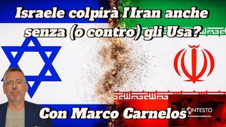 Israele colpirà l’Iran anche senza (o contro) gli Stati Uniti? Bandiere israeliane e iraniane separate da un'immagine di esplosione, che evidenzia Iran, Israele, Stati Uniti e Marco Carnelos.
