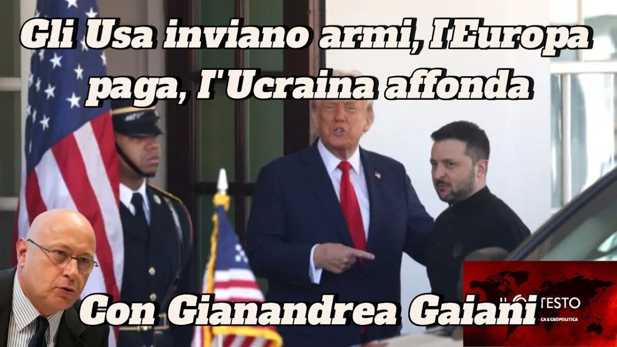 Donald Trump e Volodymyr Zelensky sono fuori con la sicurezza; una foto di Gianandrea Gaiani appare su armi Usa in Ucraina.