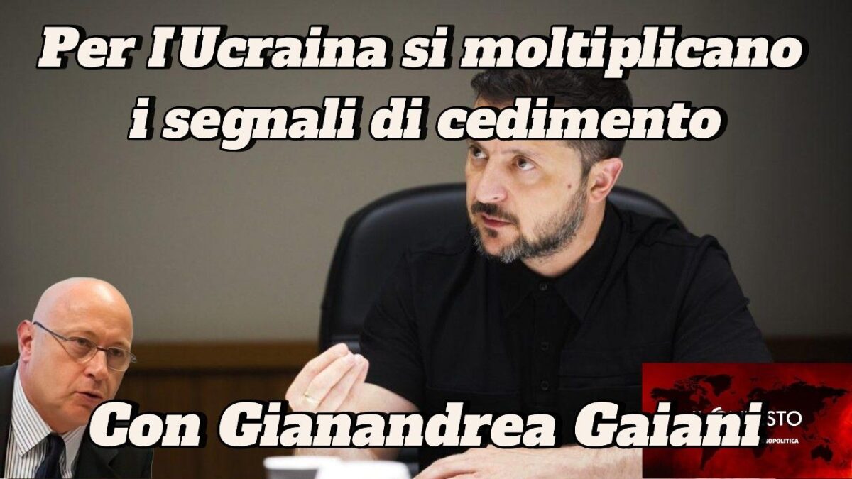 Il Presidente ucraino parla a un tavolo; segnali di cedimento dell'Ucraina discussi con Gianandrea Gaiani.