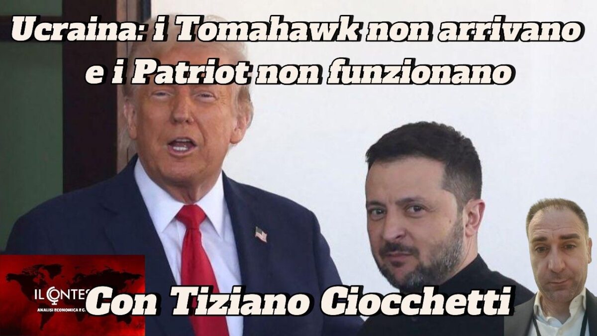 Donald Trump e Volodymyr Zelenskyy insieme, con riferimenti ai missili Tomahawk e ai sistemi Patriot in Ucraina.