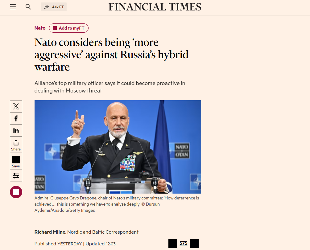 Le uscite di Cavo Dragone avvicinano il punto di non ritorno 1 L'intervista rilasciata dall'ammiraglio Giuseppe Cavo Dragone.