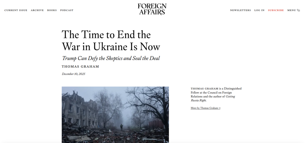 Il conflitto in Ucraina può innescare rivolte in Europa 1 L'articolo di Foreign Affairs che invoca una fine negoziata e rapida per il conflitto in Ucraina.