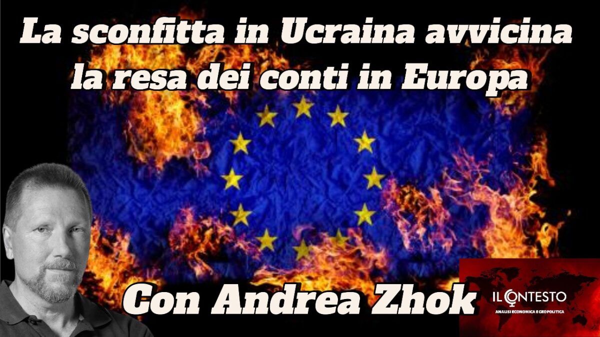 Il conflitto in Ucraina può innescare rivolte in Europa Il ritratto di un uomo accanto a una bandiera dell'UE strappata, che fa riferimento al conflitto in Ucraina, con un logo rosso nell'angolo in basso a destra.