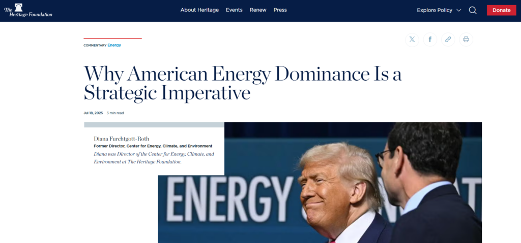 Fonti fossili, fulcro della strategia geopolitica trumpiana 1 L'articolo in cui l'economista Diana Furchtgott-Roth enuncia la strategia geopolitica trumpiana basata sulla valorizzazione delle fonti fossili.