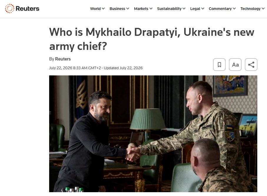 Drapatyi sostituisce Syrskyi a capo dell’esercito ucraino 1 Zelensky ha sostituito Oleksandr Syrskyi con Mikhaylo Drapatyi a capo delle forze armate ucraine.
