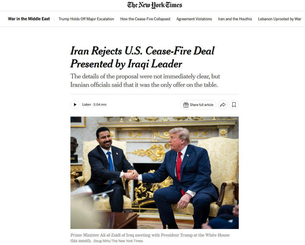 Trump ha proposto a Teheran una tregua, ma gli iraniani hanno declinato.