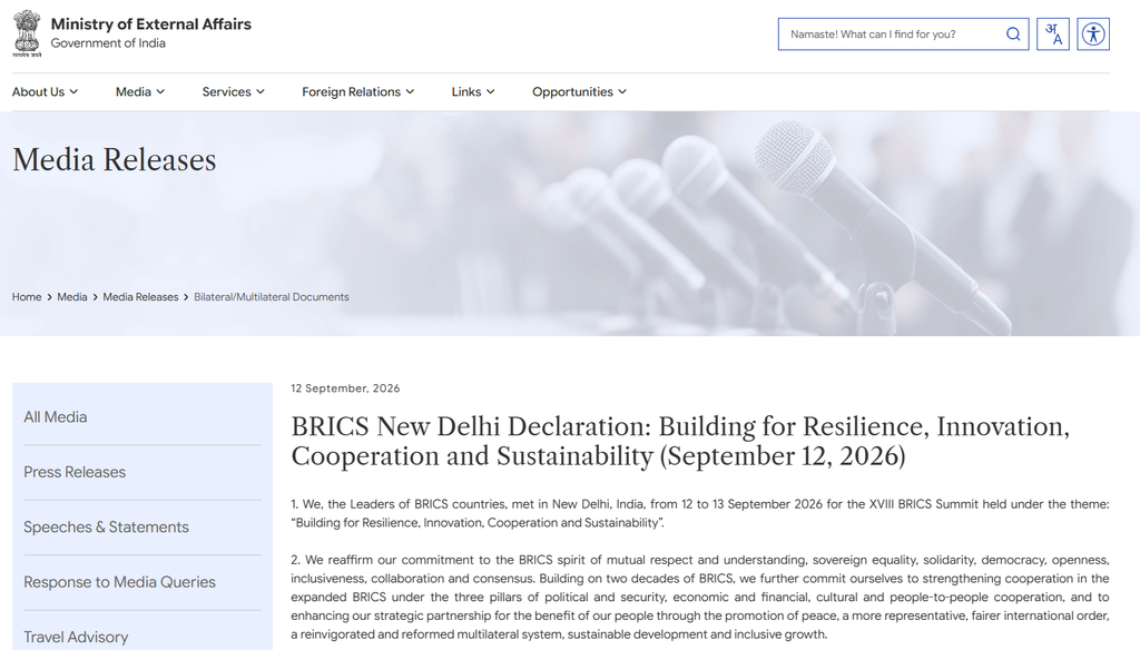 Brics e Sco: i pilastri del nuovo ordine globale 1 Il documento finale approvato in via unanime dai Paesi membri del Brics.