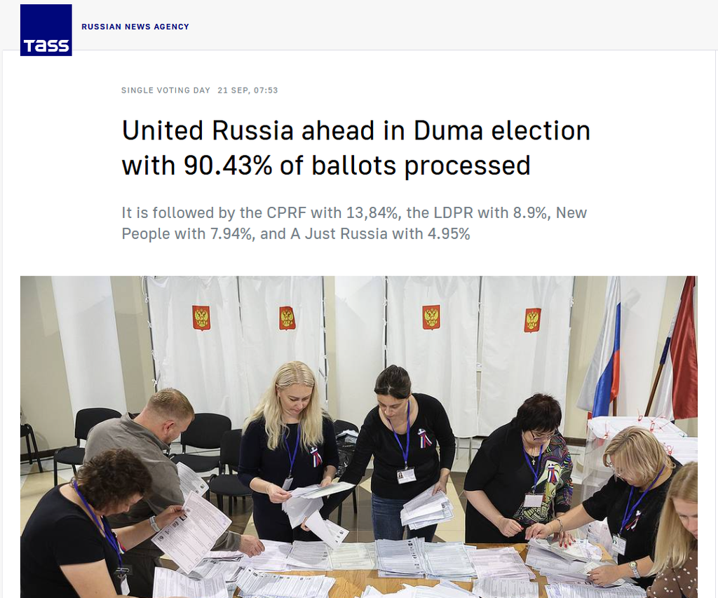 Elezioni per la Duma: Russia Unita si consolida 1 Le elezioni per la Duma di Stato hanno sancito la vittoria netta del partito Russia Unita.
