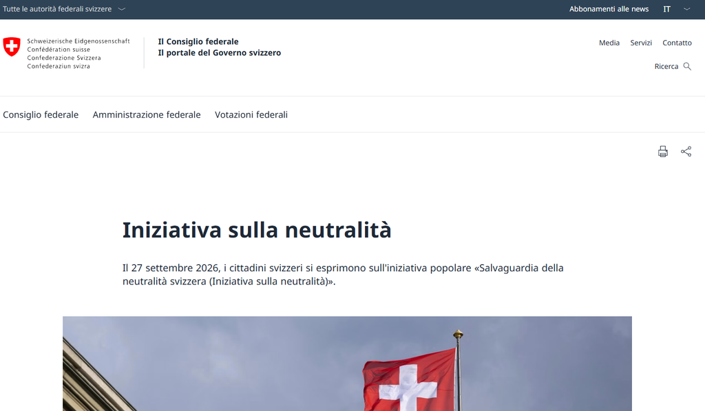 Neutralità: il referendum che spacca la Svizzera 1 L’iniziativa sulla neutralità su cui gli Svizzeri saranno chiamati a esprimersi domenica 27 settembre.
