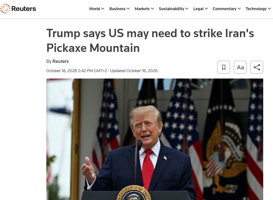 Il sito iraniano di Pickaxe Mountain nel mirino di Trump 1 Trump minaccia di colpire Pickaxe Mountain.