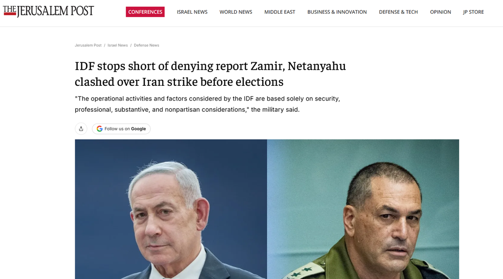 L’Israeli Defense Force sta rivoltandosi contro Netanyahu? 1 L’Israeli Defense Force ha rilasciato una dichiarazione in risposta a una serie di notizie riguardanti presunte tensioni tra il Capo di Stato Maggiore, generale Eyal Zamir, e il primo ministro Benjamin Netanyahu, in merito alla gestione di un eventuale conflitto con l’Iran.